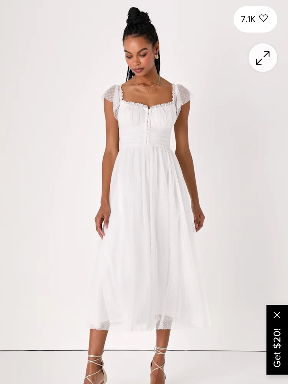 Lulus Regal Radiance White Tulle Bustier Midi Dress - Size M